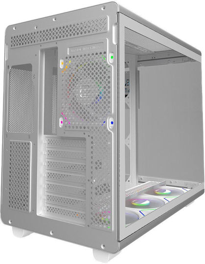 Aqirys Draco Gaming Middle Tower Carcasă PC cu Panou Lateral și Iluminare ARGB Alb