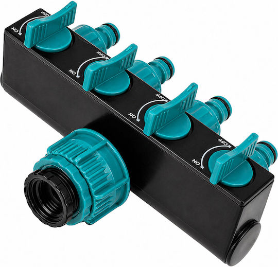 Distribuitor De Apă Cu 4 Ieșiri Zola Supape Individuale Pornit Oprit Conector 1” Adaptoare 3/4” 1/2” Pvc 18 X 12 X 8 Cm