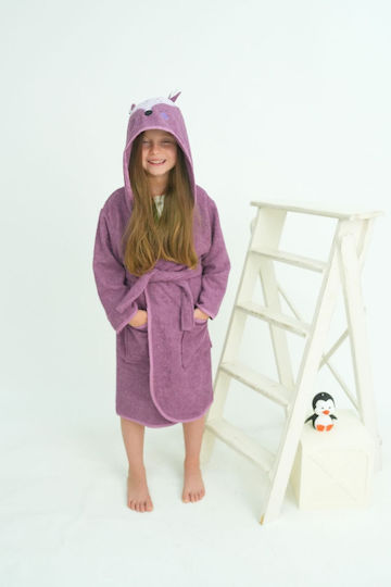 SteweHome Halat de Baie pentru Copii Violet cu Glugă