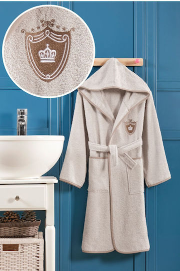 SteweHome Kinderbademantel Beige mit Kapuze