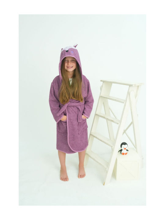 SteweHome Kids Bathrobe Purple Hooded