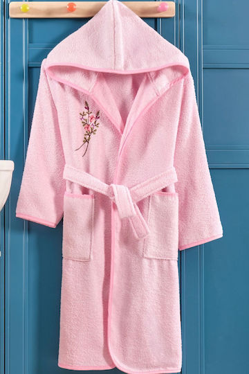 SteweHome Kinderbademantel Rosa mit Kapuzen-