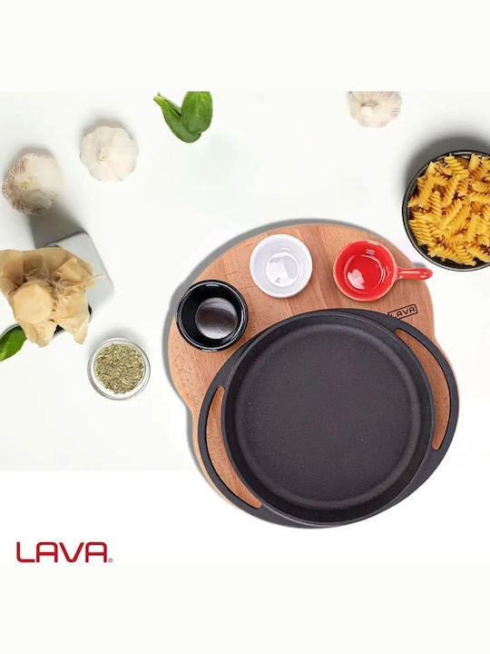 Lava Piatelă De Servire Din Lemn Neagră Cu Diametru 20cm