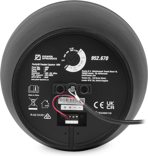 Power Dynamics Passive Hanging Pendant Speaker Piece Black