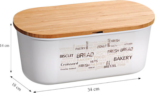 Kesper Bread Box with Lid Wooden White 34x20x14.5cm