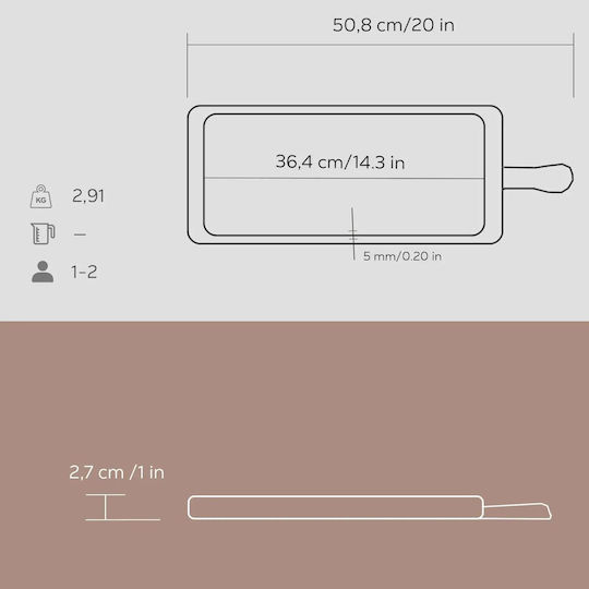 Μαντεμένιος Δίσκος Σερβιρίσματος 37 X 17 Cm Ξύλινη Βάση Lava