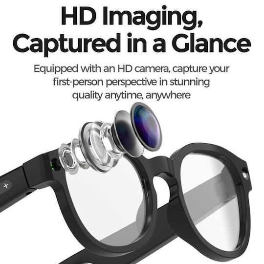 Smart Glasses Aimb-s1 Support Camera 2mp Video Recording 1080p Audio Recording Translation Artificial Intelligence White