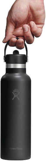 Hydro Flask Flex Бутилка Термос Неръждаема Стомана Без BPA 600ml Черен със Сламка