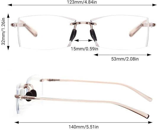 Reading Glasses Frameless Teraise Lightweight Unisex Blue Light Protection