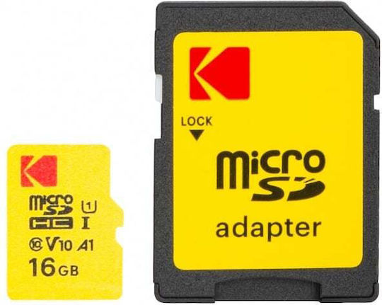 Κάρτα Μνήμης Microsdhc Kodak Premium Performance 16gb Κλάση 10 Uhs-1 U1 Προσαρμογέα Ekmsdm16ghc10j6