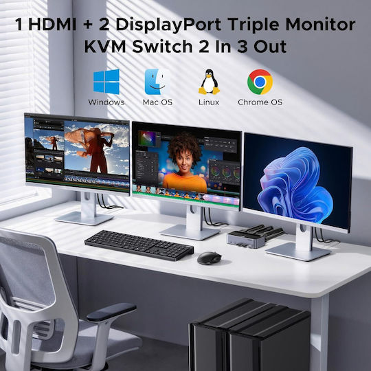 X002GE9P5R Comutator KVM și de Date cu HDMI / DisplayPort / USB 3.0