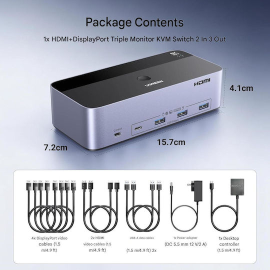 X002GE9P5R Comutator KVM și de Date cu HDMI / DisplayPort / USB 3.0