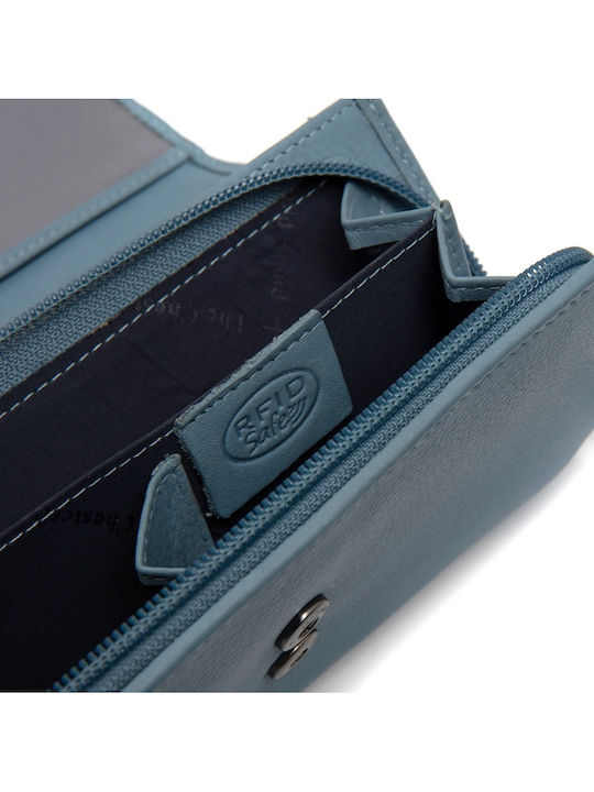 Large Leather Women's Wallet Light Blue