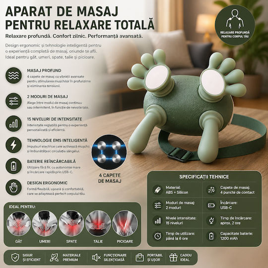 Dispozitiv de Masaj pentru Gât Talie Spate Picioare și Corp Verde