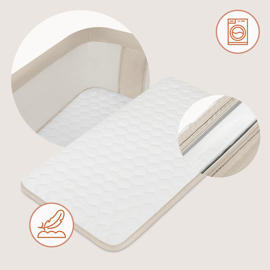 Lionelo Cradle with Mattress Side Opening and Wheels Beige