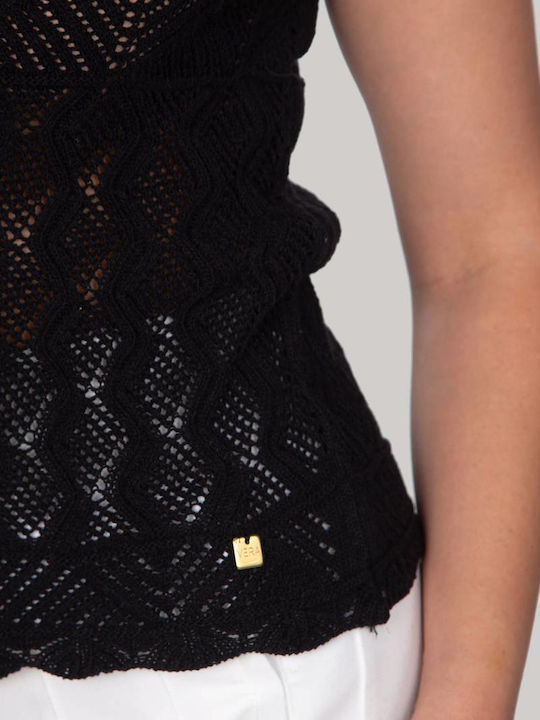 Damen Baumwolle Top mit Spaghetti-Träger Schwarz