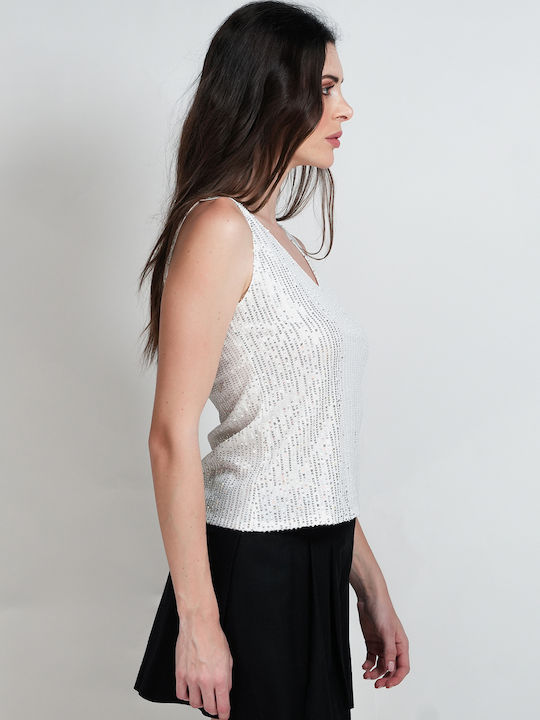 Damen Bluse Ärmellos Silber SCDGKVE561462/SILBER