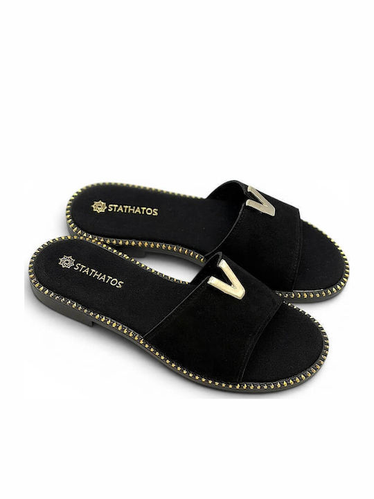 Damen Flache Sandalen Schwarz