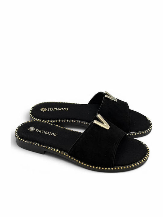Damen Flache Sandalen Schwarz