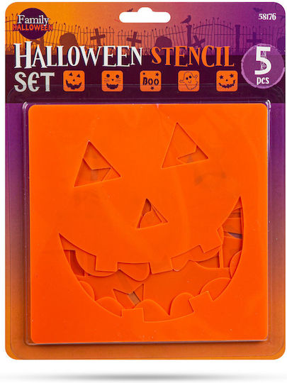 Set Șabloane Halloween 5 Buc Dovleac Păianjen Fantomă Liliac Boo Modele