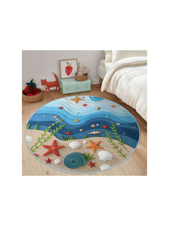 SteweHome Παιδικό Χαλί Γαλάζιο 100x100cm Πάχους 60mm