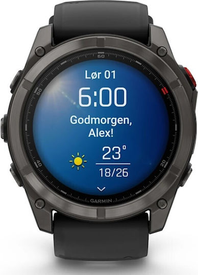 Garmin Fenix 8 Pro Titan 51mm Wasserdicht Smartwatch mit eSIM und Pulsmesser (Carbon Gray DLC Titanium with Black)