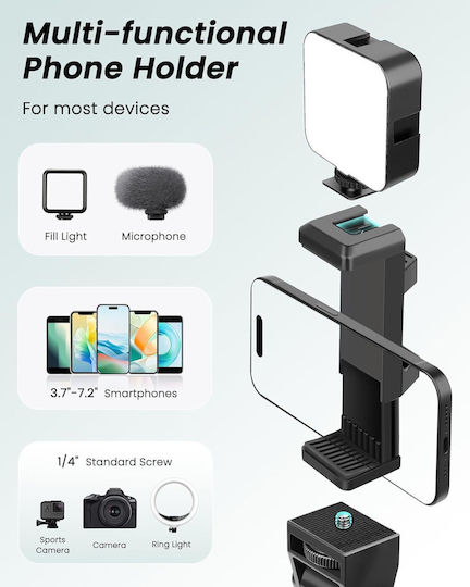 Victiv Trepied Telecomandă Compact Stabil 25 Cm Suport Braț Flexibil Rotație 180° 197 Cm Potrivit Pentru Smartphone-uri Camere Gopro