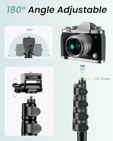 Victiv Trepied Telecomandă Compact Stabil 25 Cm Suport Braț Flexibil Rotație 180° 197 Cm Potrivit Pentru Smartphone-uri Camere Gopro