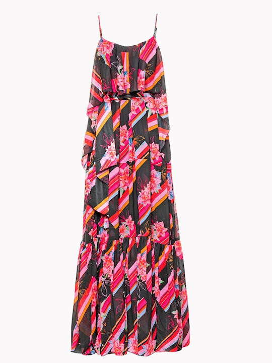 Maxi Dress with Ruffles Printed