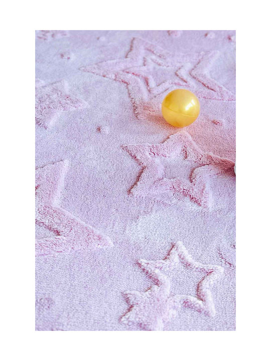 SteweHome Kinderteppich Sterne Baumwolle Rosa 80x150cm Dicke 60mm