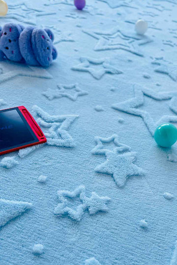 SteweHome Kids Rug Stars Cotton Blue 80x200cm Thickness 60mm