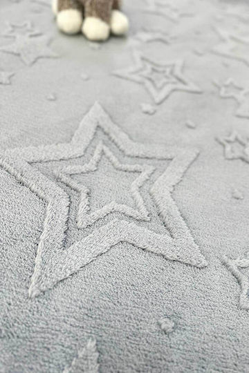 SteweHome Kids Rug Stars Cotton Gray 80x200cm Thickness 60mm
