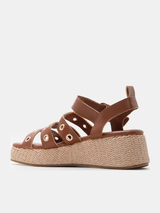 Summer Women's Platforms in Brown Espadrille Style