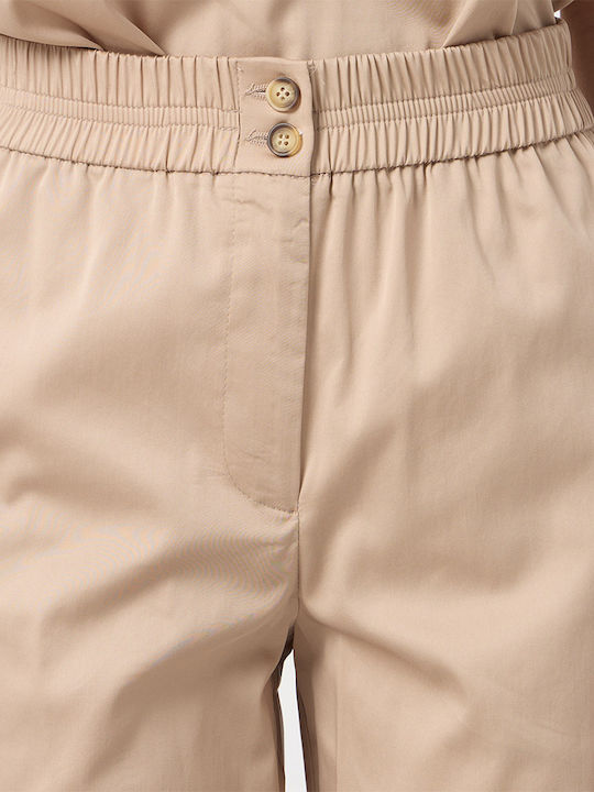 Damen Hochgebirge Stoffhose mit Gummiband in Regulärer Passform Beige