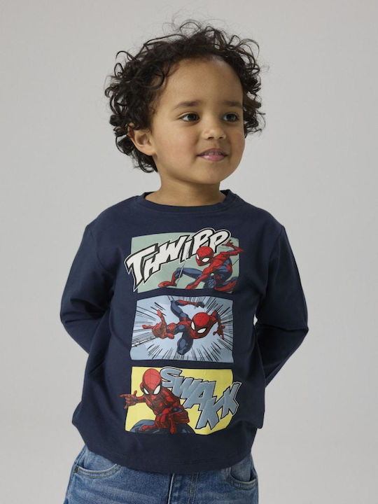 Bluza Pentru Copii Cu Mâneci Lungi Albastră Spiderman