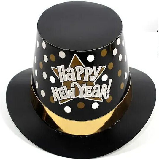 Pălărie Stil Lincoln Alista Home Happy New Year Model Cu Buline Accesoriu Petrecere De Anul Nou O Singură Mărime Carton Negru Auriu