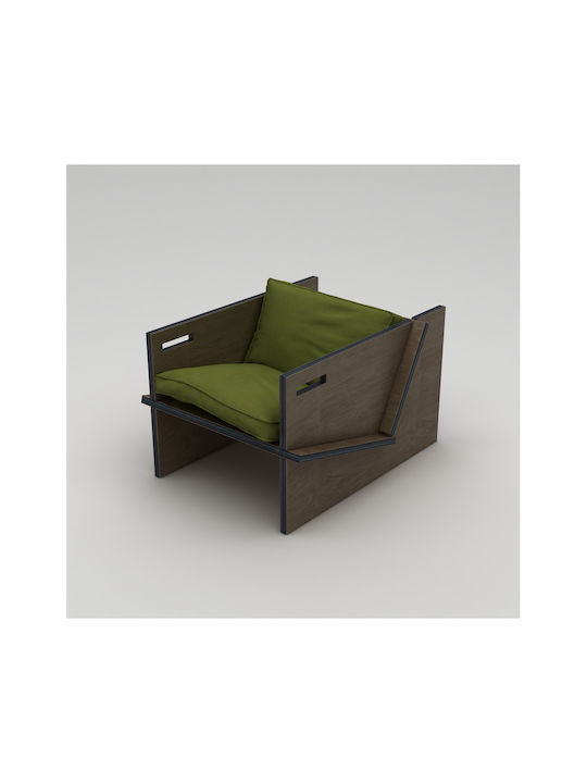 High Back Armchair Brown 55x75x55cm
