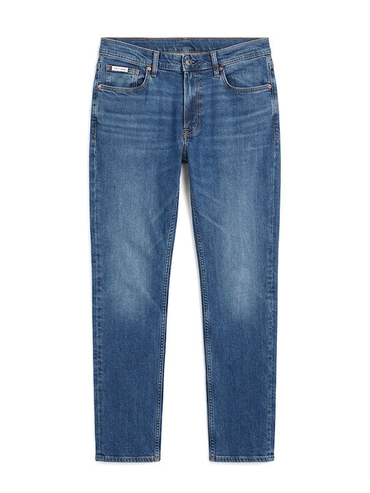 Ανδρικό Παντελόνι Τζιν Ελαστικό με Slim Straight Εφαρμογή Μπλε