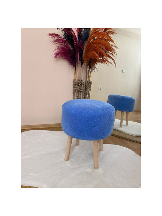 Living Room Wooden Blue Stool 38x38x46cm