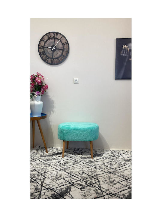Living Room Wooden Turquoise Stool 60x40x40cm