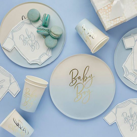 Paper Glasses Sky Blue Ombre Baby Boy 8 Pieces