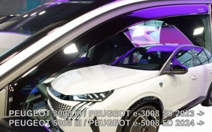 Heko Set of Windbreakers Front Car Dark Fime for Peugeot 3008 2pcs