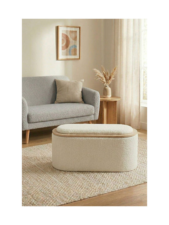 Living Room Stool With Storage Space Wooden White
