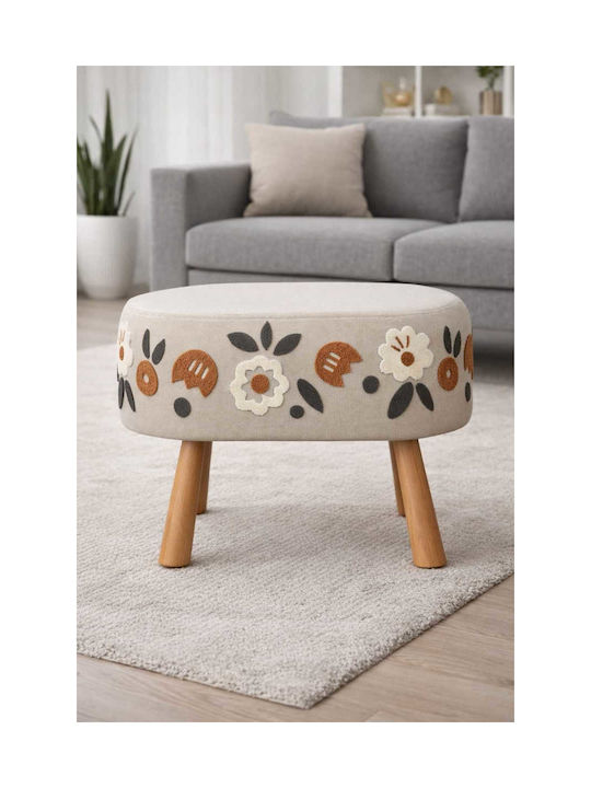 Living Room Wooden Beige Stool 40x60x58cm