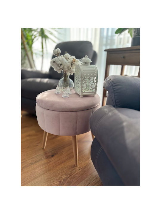 Living Room Stool With Storage Space Wooden Pink