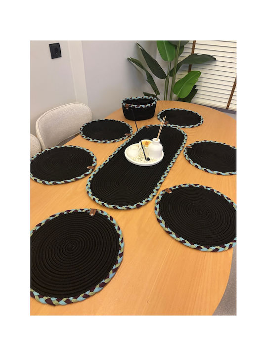SteweHome Runner Set 6 Pieces Black 80x30cm