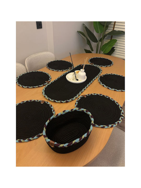 SteweHome Runner Set 6 Pieces Black 80x30cm