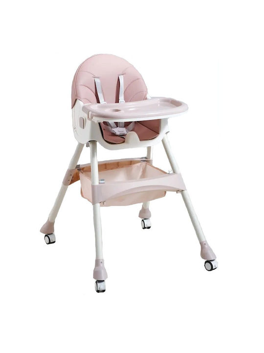 Little Mom Scaun De Masă Pliabil 3 În 1 Cu Înălțime Reglabilă Roz