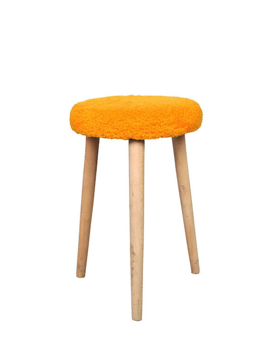 Living Room Wooden Orange Stool