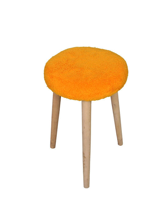 Living Room Wooden Orange Stool